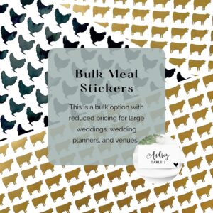 bulk meal choice stickers (set of 100) - wedding meal stickers - place card meal stickers - wedding meal indicator - food choice sticker (0.5 inch, pasta, gold)