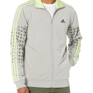 adidas Men's Warm-Up Tricot Regular Badge of Sport Track Jacket, Solid Grey, Large