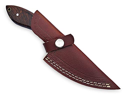 MMA 8inch Custom Handmade Damascus blade knife/Fixed blade knife with sheath/Fixed Blade Knives/Skinning Knives/Hunting Knives/EDC Knives (Brown)