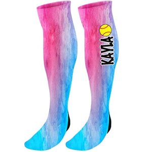 FAN STAR Personalized Volleyball Knee High Socks, Custom Watercolor Volleyball Socks with Name or Team Name