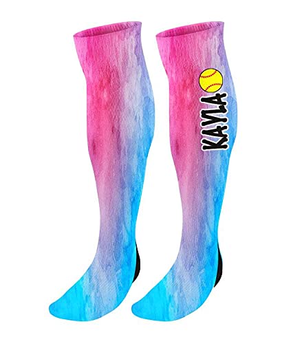 FAN STAR Personalized Volleyball Knee High Socks, Custom Watercolor Volleyball Socks with Name or Team Name