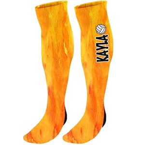 FAN STAR Personalized Volleyball Knee High Socks, Custom Watercolor Volleyball Socks with Name or Team Name