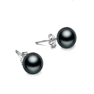 freshwater black pearl earrings for women with 925 sterling silver stud earring hypoallergenic mother' day gift