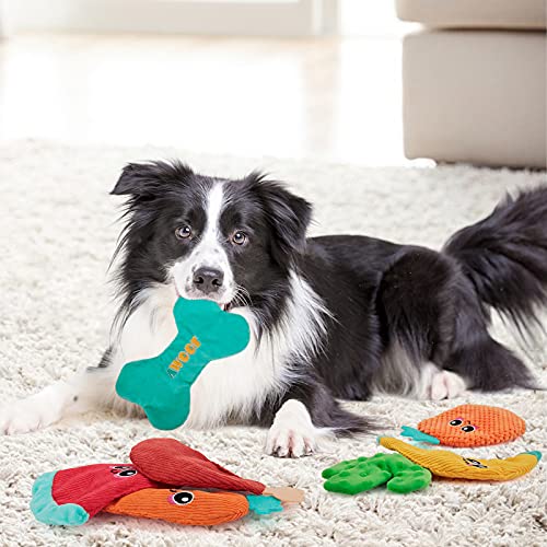 AWOOF Dog Toys No Stuffing, Crinkle Dog Toys for Aggressive Chewer Large Breed 8 Packs Flat Stuffless Puppy Doggie Toys Tough Durable Interactive Teething Dog Chew Toys for Small Medium Large Dogs