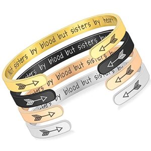 renyilin 4 pcs of friendship stainless steel cuff bangle bracelet personalized for women with inspirational jewelry (4pcs friendship bracelet)