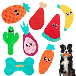 AWOOF Dog Toys No Stuffing, Crinkle Dog Toys for Aggressive Chewer Large Breed 8 Packs Flat Stuffless Puppy Doggie Toys Tough Durable Interactive Teething Dog Chew Toys for Small Medium Large Dogs