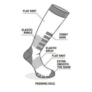 Eurosock Standard ECO Lite Weight Snow Board Socks, White/Black, SM (Men's Shoe 4-7 Women's Shoe 5-8)