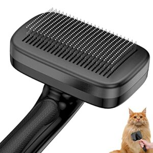 yopetayu dogs self cleaning slicker brush for shedding & grooming long short haired cats, pet retractable brushes for large medium small. removes loose fur, undercoat, mats tangled hair, black