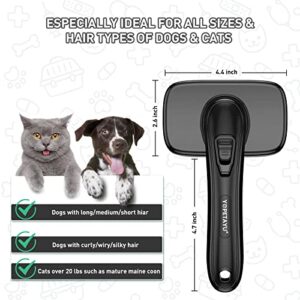 YOPETAYU Dogs Self Cleaning Slicker Brush for Shedding & Grooming Long Short Haired Cats, Pet Retractable Brushes for Large Medium Small. Removes Loose Fur, Undercoat, Mats Tangled Hair, Black