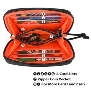 Rough Enough Neck Wallet for Men Teen Boys with Lanyard Coin Pocket Zipper Card Holder Accordion Black Cordura