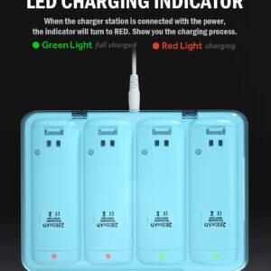 4-Ports Charging Station for Wii Remote Controller Battery, 4pcs Rechargeable Batteries for Wii WiiU Game Controller