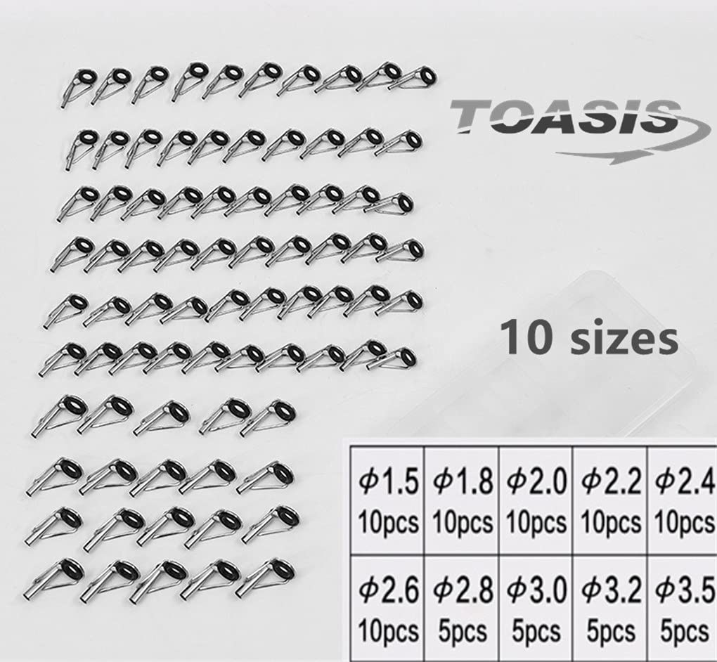 Toasis Fishing Rod Tip Top Guide Replacement Kit 10 Sizes 80pcs