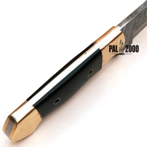 PAL 2000 KNIVES KNI-9470 Custom Handmade Damascus Steel Hunting Knife With Leather Sheath