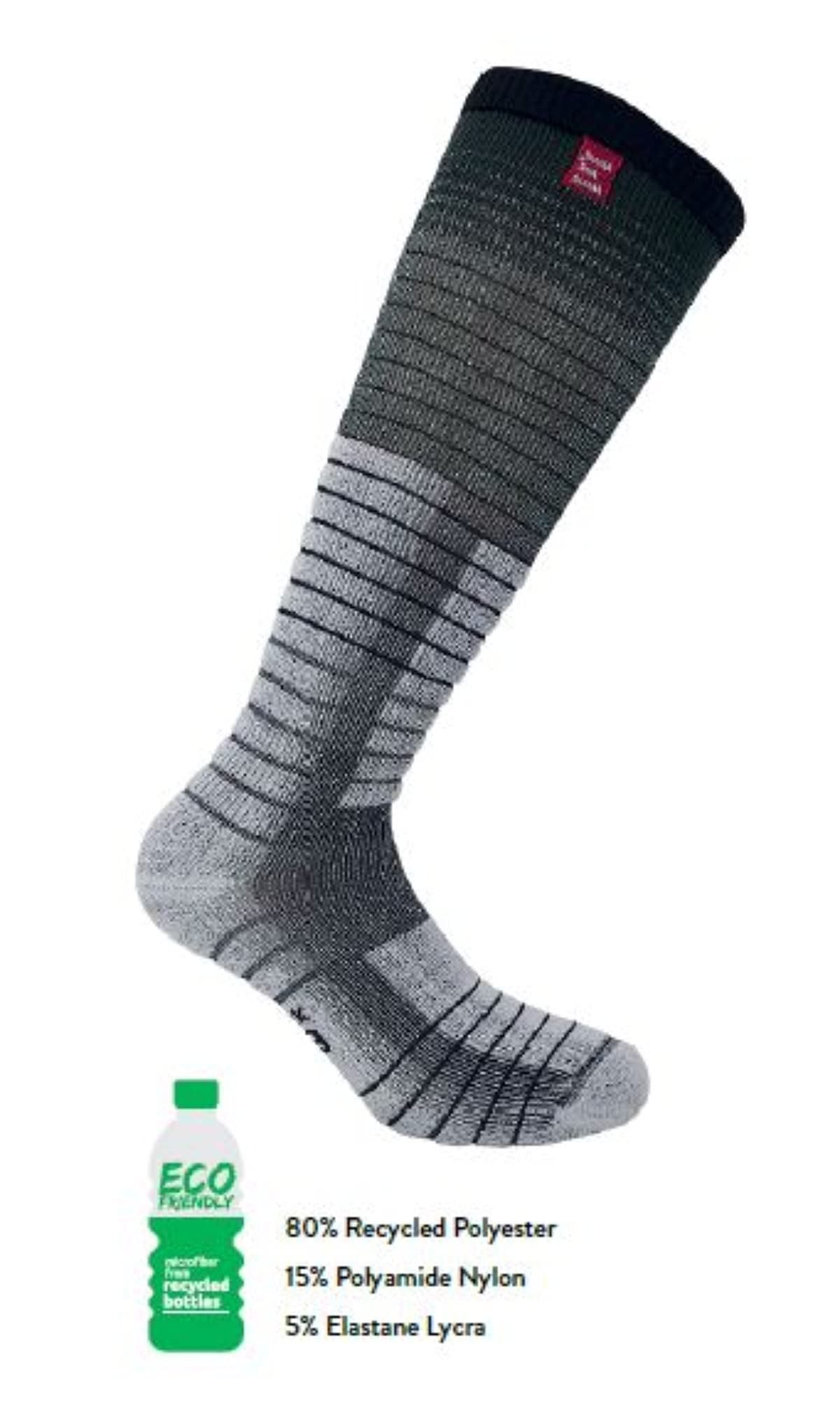 Eurosock Standard ECO Lite Weight Snow Board Socks, White/Black, SM (Men's Shoe 4-7 Women's Shoe 5-8)