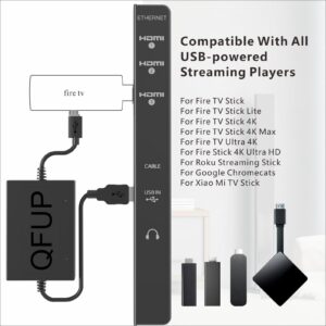 QFUP USB Power Cord Power Adapter for Fire TV,Powers FireStick TV Directly Form Your TV'S USB Port(Eliminates The AC Outlet and Power Cord)