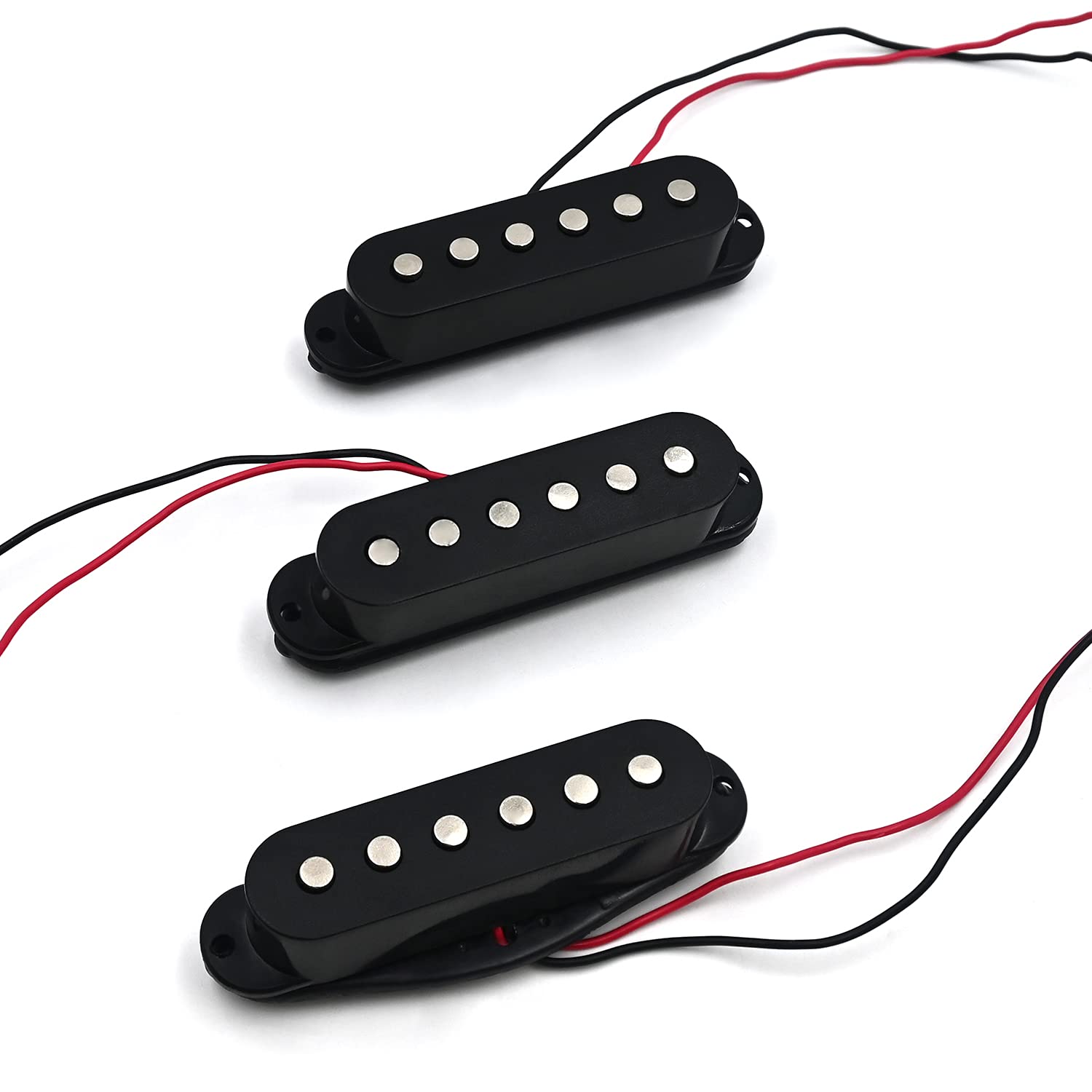 Electric Guitar Single Coil Pickups Set Vintage Voice SSS Replacement for Neck/Middle/Bridge Pickups Squier Stratocaster ST Style Guitar, Black