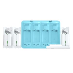 4-ports charging station for wii remote controller battery, 4pcs rechargeable batteries for wii wiiu game controller