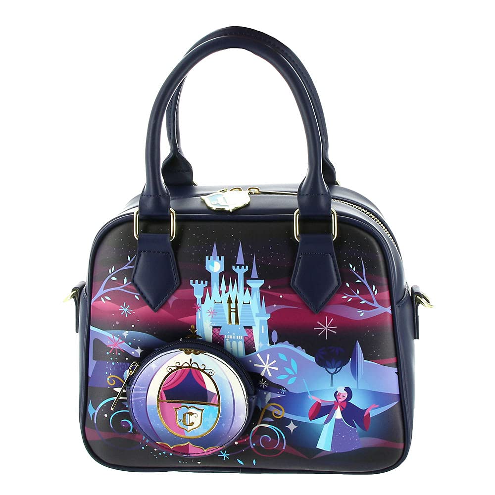 Loungefly Cinderella Castle Chain Strap Crossbody Bag Blue-Purple