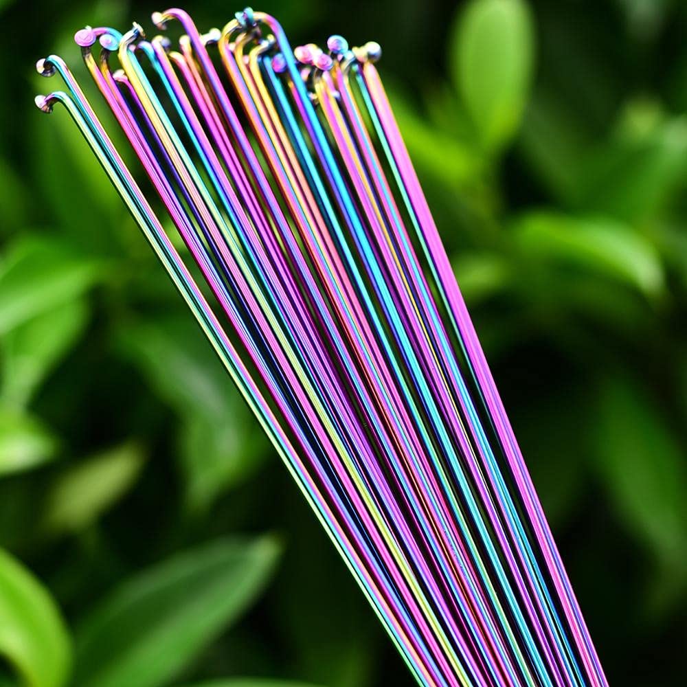 JINYAWEI Spokes Nipples Bicycle Spoke Wire Vacuum Plating Rainbow Spokes 26 27.5 29 Inch Spoke Spoke Cap Mountain/Road Bike 304 Stainless Steel 14G Cycling Spokes (Color : 291MM X 10pcs)