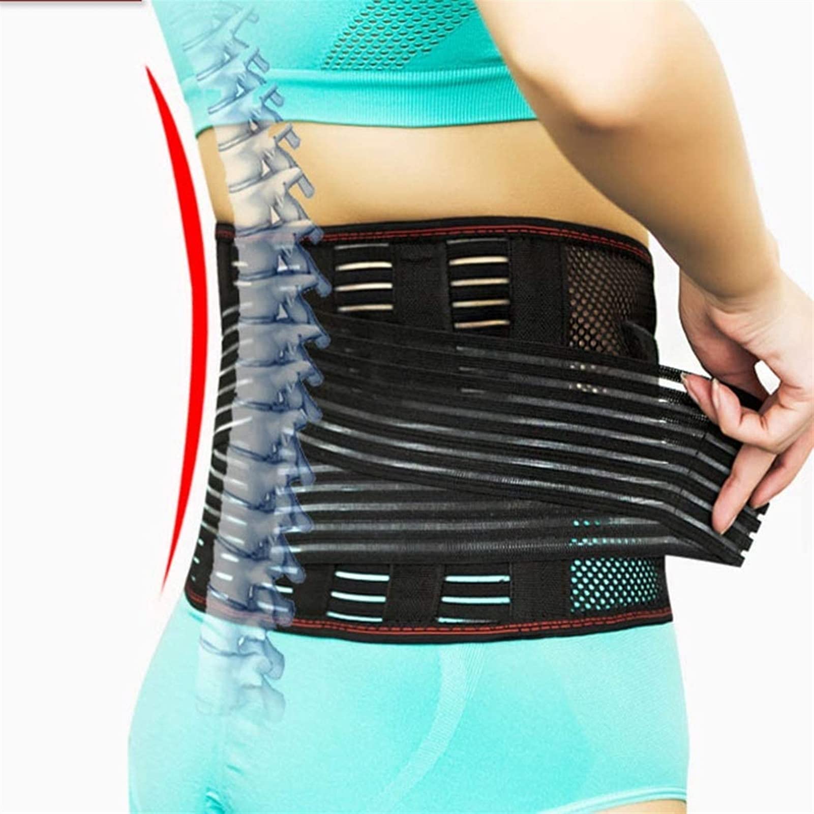 Breathable Lumbar Support Pain Relief Adjusable Self-Heating Magnetic Therapy Prevention Spine Injury and Improves Posture Lower Back Belt Brace Unisex (Size : X-Large)