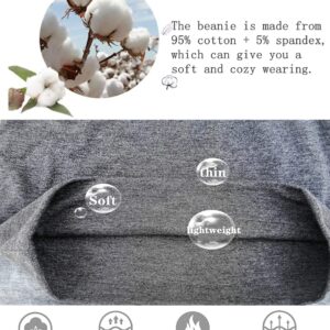 PoemLife Summer Cotton Thin Beanies Soft Stretch Hip-Hop Sleep Caps for Men Women(4 Pack Gray & White & Beige & Light Pink)