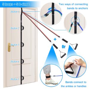 Brebebe Door Anchor Strap for Resistance Bands Exercises, Multi Point Anchor Gym Attachment for Home Fitness, Portable Door Band Resistance Workout Equipment, Easy to Install, Punch-Free, Nail-Free