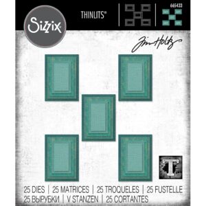 Sizzix Framelits Die Set 25PK-Stacked Tiles Rectangles by Tim Holtz, 665433, Multicolor