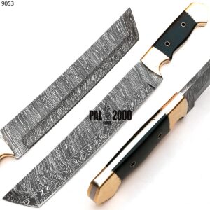 PAL 2000 KNIVES KNI-9470 Custom Handmade Damascus Steel Hunting Knife With Leather Sheath