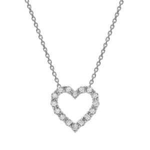 Beyond Brilliance 1/4 Carat Diamond, Prong Set Round Cut Diamond Heart Shape Pendant 18 inch Cable Chain Necklace Natural Diamond Jewelry for Women, Gift Box Included