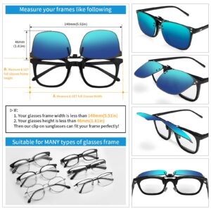 ARCAMOY Clip on Sunglasses Over Prescription Glasses Polarized Anti Glare Flip Up UV Protection Glasses For Men Women (Ice Blue)