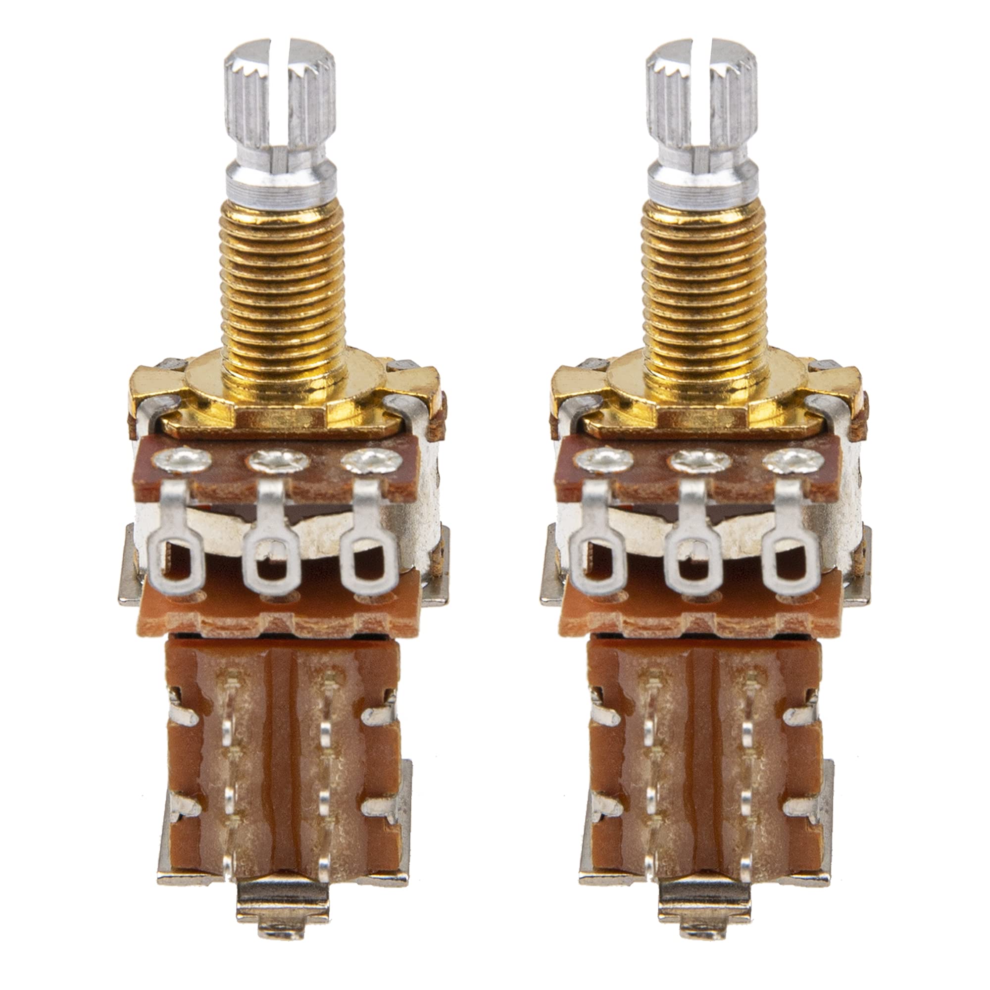 2PCS Yootones A500K Push Push Guitar Pots Audio Taper Potentiometers Long Copper Split Shaft Compatible with Guitar Accessories