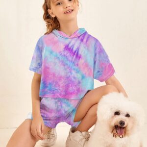 Girls Tie Dye Jogger Set Clothes Outfits Suits Tracksuits Sweatsuits Activewear Crop Tops Hoodies Shorts Sets Size 10/12