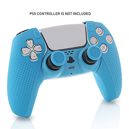 ECHZOVE PS5 Controller Accessories, PS5 Controller Skin, PS5 Controller Plate and PS5 Thumb Grips - Light Blue