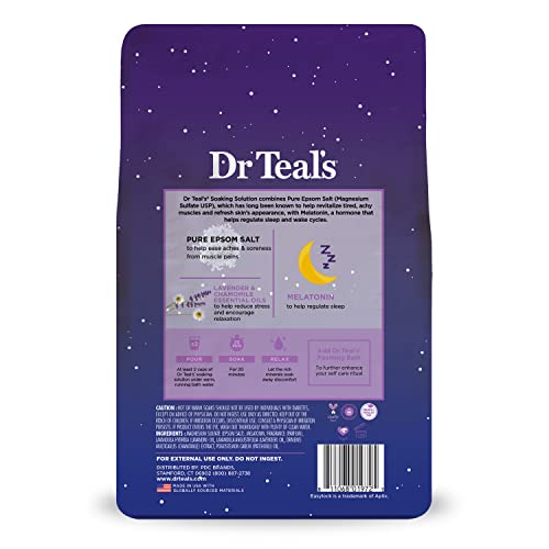 Dr Teal's Sleep Soak with Pure Epsom Salt, Melatonin & Essential Oil Blend, 3 lb (Pack of 4)