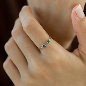 SLIACETE Personalized 2 Simulated Birthstone Rings Custom Mothers Couples Adjustable Ring Gift for Women Mom Wife Her