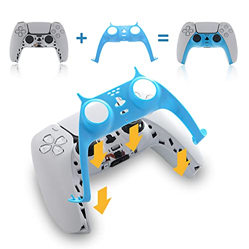 ECHZOVE PS5 Controller Accessories, PS5 Controller Skin, PS5 Controller Plate and PS5 Thumb Grips - Light Blue