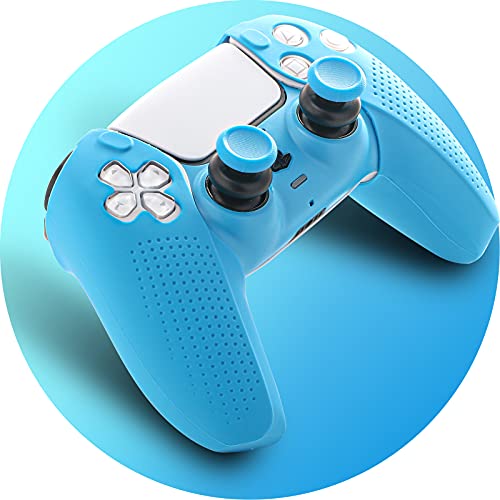 ECHZOVE PS5 Controller Accessories, PS5 Controller Skin, PS5 Controller Plate and PS5 Thumb Grips - Light Blue