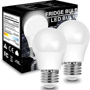 KINDEEP 7W Refrigerator Light Bulb, A15 LED Bulb, 60 Watt Equivalent, Daylight White 5000K, 700LM, Waterproof Appliance Fridge Light Bulb, Ceiling Fan, Non-Dimmable, E26 Medium Base, 2 Pack