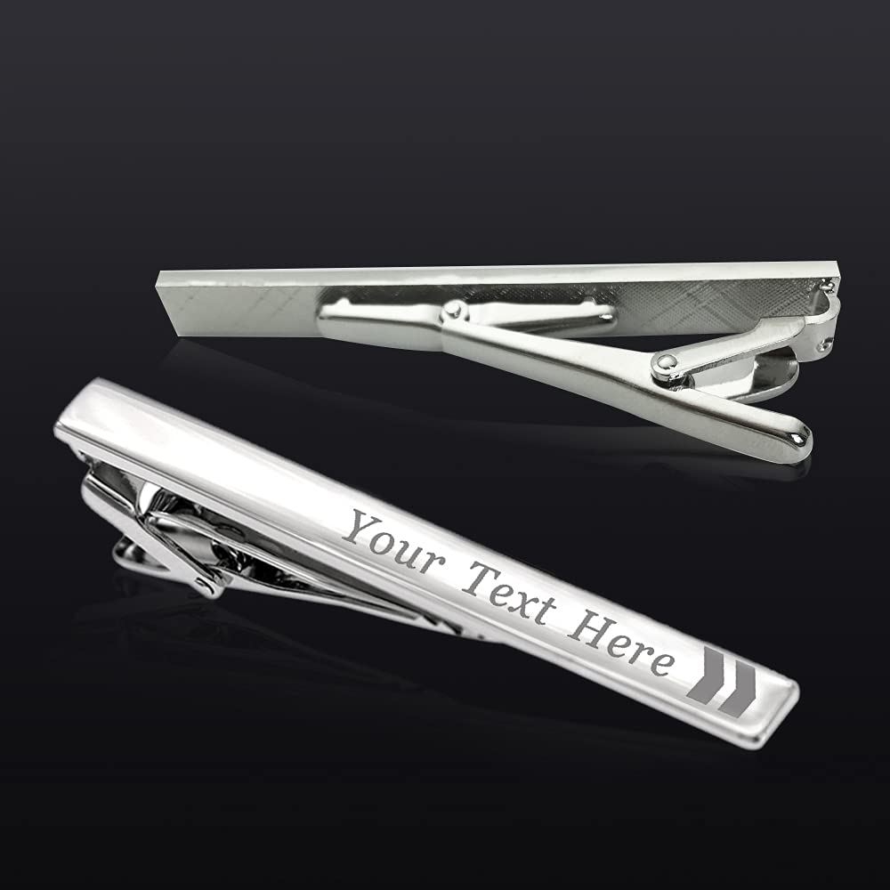 EDSG Personalized Tie Clips Pin for Men Engraved Exquisite Stainless Steel Personalized Gift for Best Man Usher Dad Boyfriend Husband Wedding Birthday Engagement Anniversary Xmas Gift (Silver)