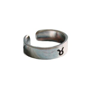 Zodiac Sign Hand Stamped Aluminum Ring for couples Boyfriend Girlfriend- Capricorn, Aquarius, Pisces, Aries, Taurus, Gemini, Cancer, Leo, Virgo, Libra, Scorpio, Sagittarius