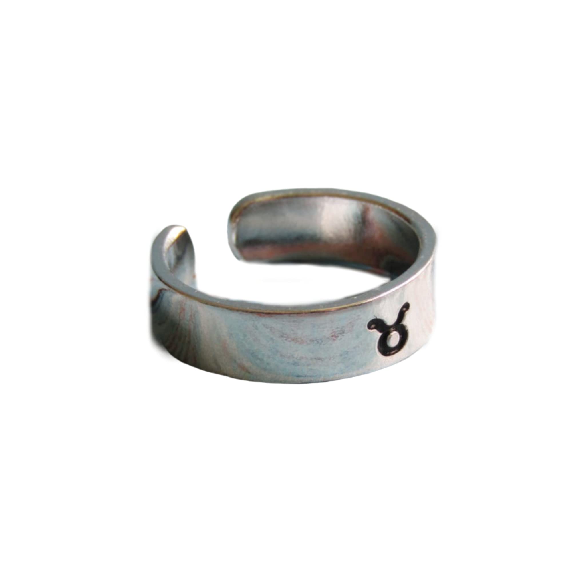 Zodiac Sign Hand Stamped Aluminum Ring for couples Boyfriend Girlfriend- Capricorn, Aquarius, Pisces, Aries, Taurus, Gemini, Cancer, Leo, Virgo, Libra, Scorpio, Sagittarius