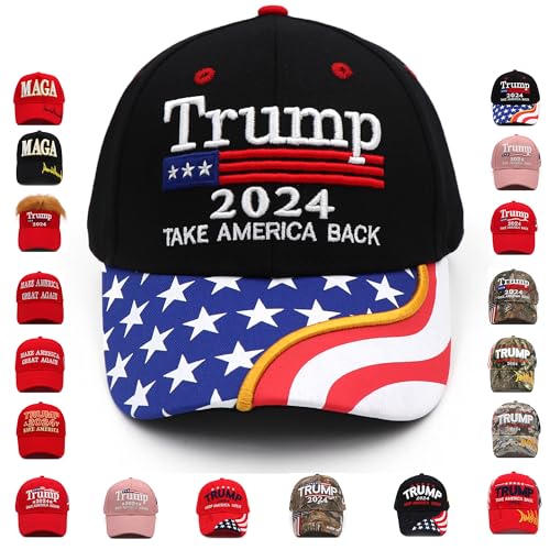 Trump Hat 2024 MAGA Hat Embroidered Take America Back Donald Trump Slogan USA Adjustable Red Baseball Cap for Woman Men