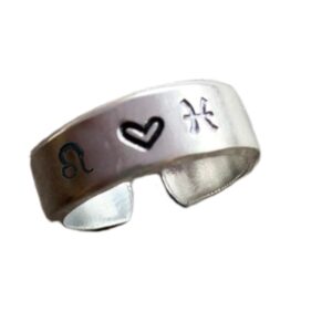 Zodiac Sign Hand Stamped Aluminum Ring for couples Boyfriend Girlfriend- Capricorn, Aquarius, Pisces, Aries, Taurus, Gemini, Cancer, Leo, Virgo, Libra, Scorpio, Sagittarius