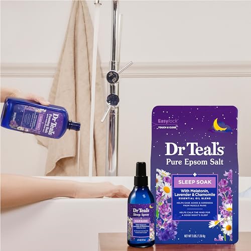 Dr Teal's Sleep Soak with Pure Epsom Salt, Melatonin & Essential Oil Blend, 3 lb (Pack of 4)