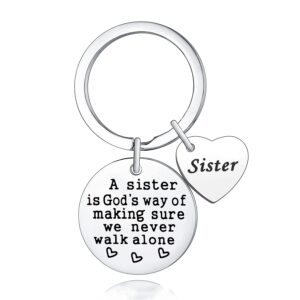 nzztont sister keychain sister gift a sister is god's way of making sure we never walk alone keyring sister gifts friend keyring