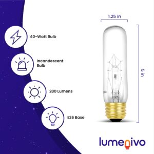 lumenivo Piano Light Bulb 40 watt 120 Volts 一 40T10/CL Light Bulb Display Replacement for Creative Hobbies 3090 一 T10 Bulb Medium Base (E26) Clear Incandescent Bulb for Illuminated Display 一 4 Pack