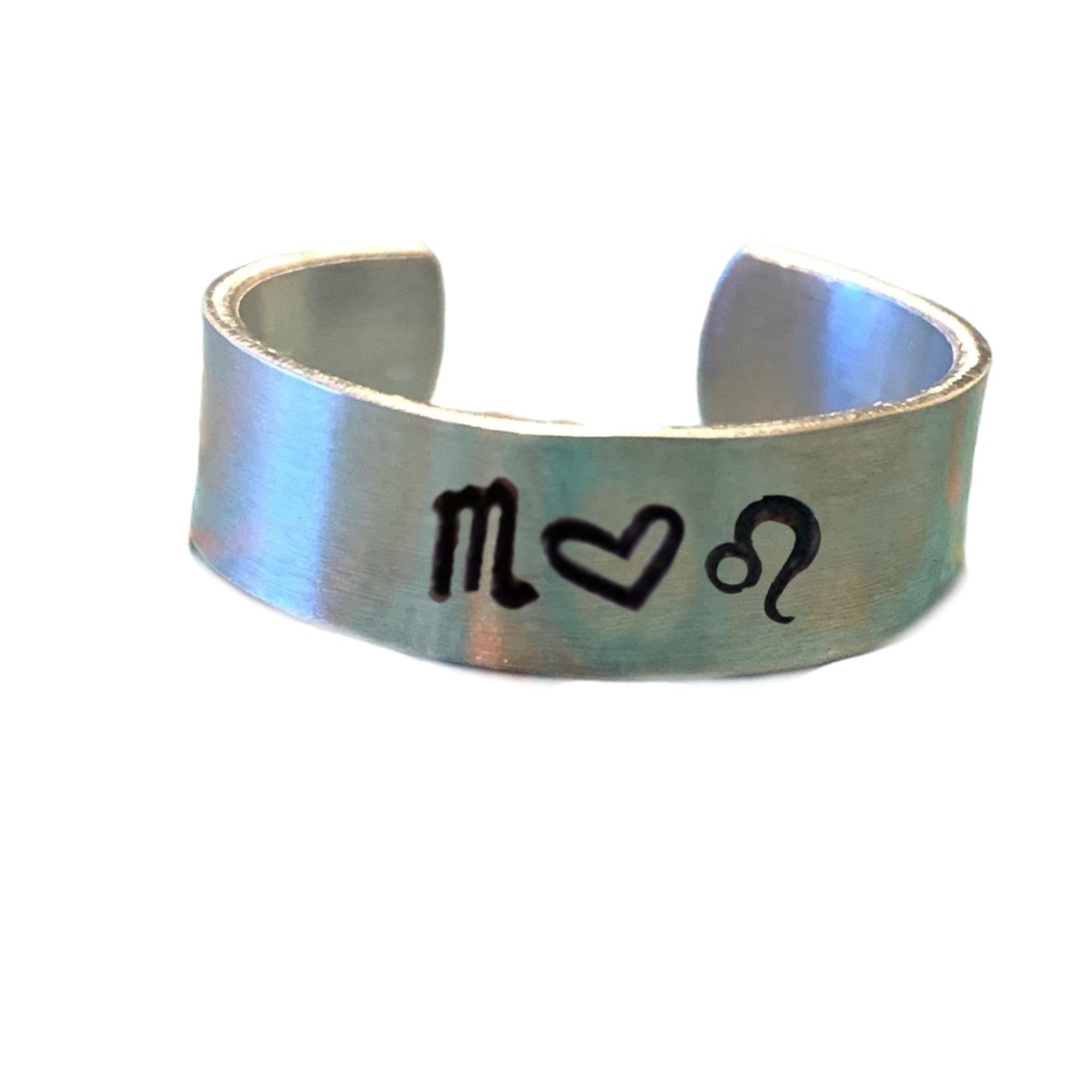 Zodiac Sign Hand Stamped Aluminum Ring for couples Boyfriend Girlfriend- Capricorn, Aquarius, Pisces, Aries, Taurus, Gemini, Cancer, Leo, Virgo, Libra, Scorpio, Sagittarius