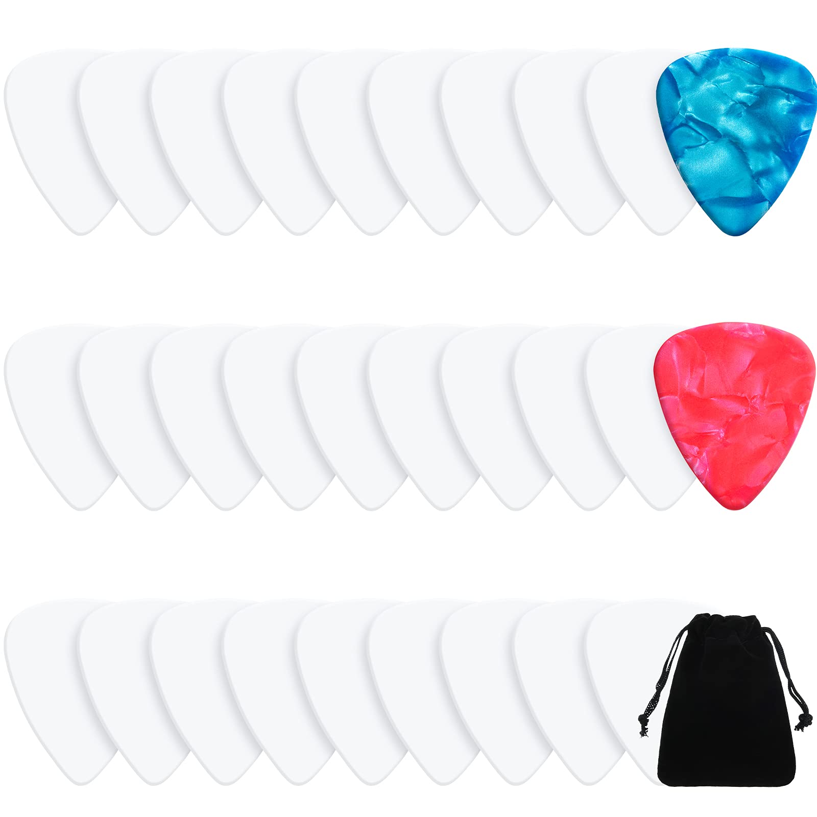 Maasechs 30 Pieces Sublimation Blank Guitar Pick 0.46 mm 0.71mm 0.96mm Thickness Guitar Pick Personalized Aluminum Guitar Pick for Women Men Guitarists Acoustic Classical Electric Bass Guitar