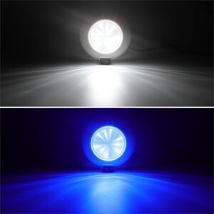 Partsam 1Pc 4 Inch Round LED Utility Dome Light Surface Mount for Home Truck RV Trailer Boat Aircraft Interior Light, 4" High Power White & Blue LED Downlight, 3-Way rocker switch(White/Off/Blue)