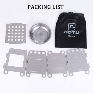 AOTU AirOka Foldable Camping Stove Stainless Steel Stove Outdoor Activities Wood Burning Stove for Outdoor Camping Cooking Hiking Hunting Picnic BBQ Survival Packs Emergency Preparedness